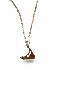 Gold Stainless Map Nantucket Necklace