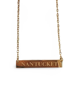 Gold Nantucket Stainless Steel Name Plate Necklace