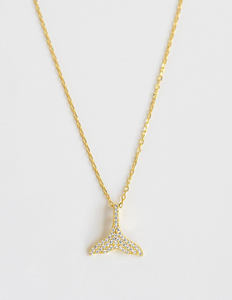 925 Gold CZ Mermaid Tail Necklace