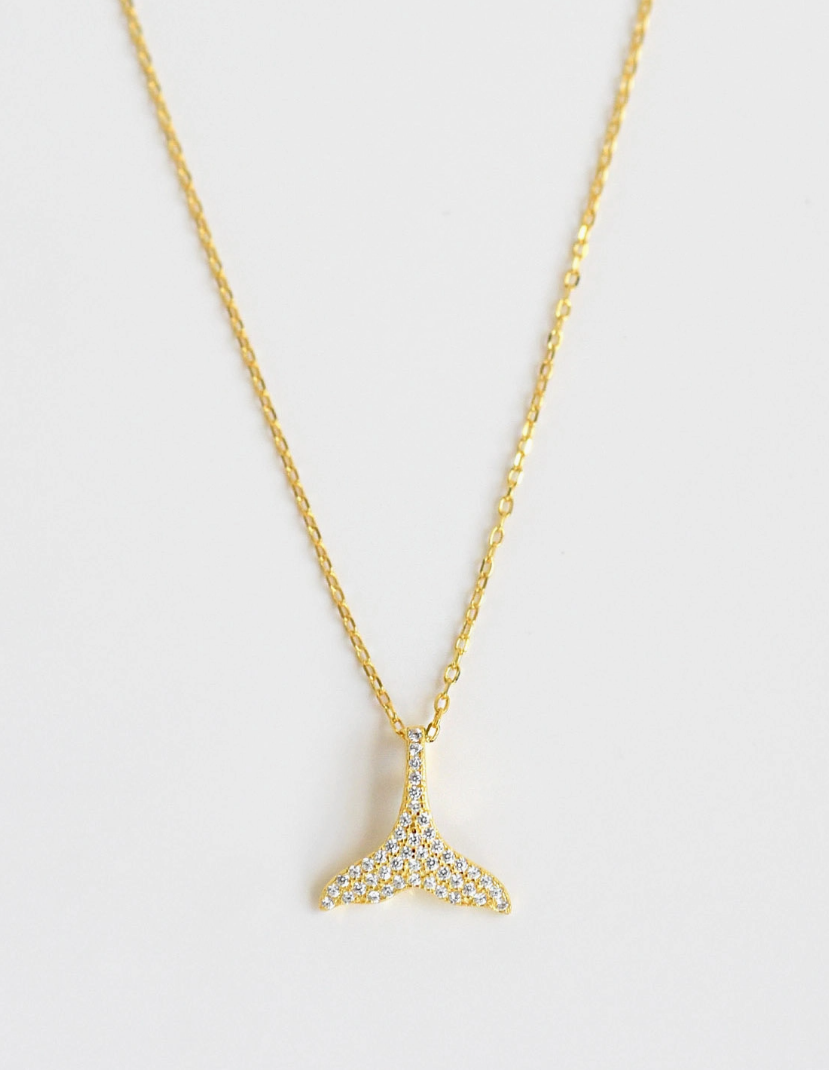 925 Gold CZ Mermaid Tail Necklace